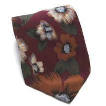 Enrico Coveri Men&#39;s Burgundy Silk Tie Multi Color Floral Fall Colors - £7.56 GBP