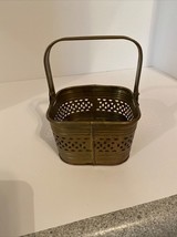 Vintage Brass Planter Basket w/ Handle 5&quot; by 5&quot; square, 6 1/2&quot; tall with handle. - $7.50