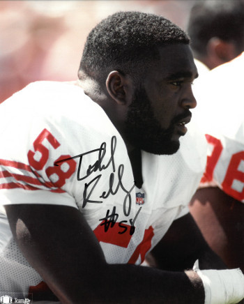 Todd Kelly signed San Francisco 49ers 8x10 Photo #58 (black sig) - $15.00