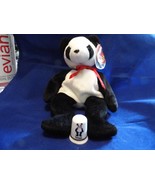 Ty Beanie Bear &quot;FORTUNE&quot;  and Fine Bone China Thimble - £21.56 GBP