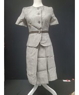 MAX MARA Gray Linen Silk Blend Short Sleeve Jacket Faux Wrap Midi Skirt ... - €151,40 EUR