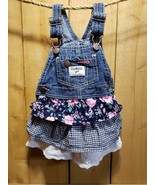 OshKosh B&#39;Gosh Baby Girl 12M Denim Tiered Jumper Dress Floral Gingham Ey... - €19,21 EUR