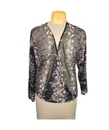 Willow + Root Womens XS Mesh Sheer Top Floral Faux Wrap Cover Up Topper ... - $20.65 CAD