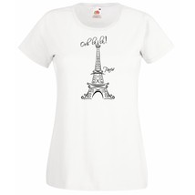 Womens T-Shirt Eiffel Tower Quote &quot;Ooh La La Paris&quot; France Sightseeing T... - £19.32 GBP