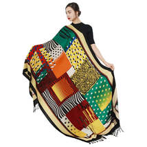 Anyyou 100% Merino Wool Yellow MultiPattern Silk Satin Large Scarf Pashmina - £69.56 GBP