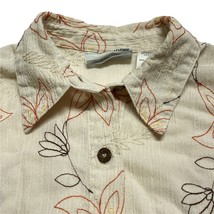 Alfred Dunner Womens Blouse 6P Beige Embroidered Floral Button Front Cot... - $14.35