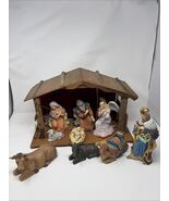 Vintage 10 Piece Nativity Set Stable With Music Working Read - $133.63 CAD