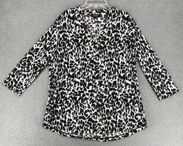 Jones New York Signature Black Gold Trim Tunic Top Womens Large Knit 3/4... - $21.04