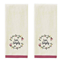 Hand Towels Avanti Live Simply Embroidered Bathroom Set of 2 Ivory Floral Spring - £24.59 GBP
