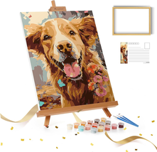 Paint by Numbers Kit for Adults Simple Painting,Golden Retriever Dog,With Frame - £27.72 GBP
