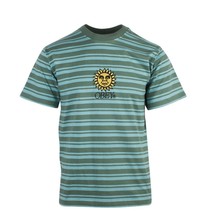 OBEY Men&#39;s Green Aqua Sunrise Striped S/S T-Shirt - £9.03 GBP
