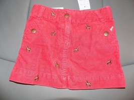 Crewcuts Red Corduroy Embroidered Horse Skirt Size 2 Girl&#39;s NEW - $20.44