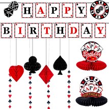 11 Pieces Casino Birthday Party Decorations Set, Includes Poker Happy Birthday B - £25.56 GBP