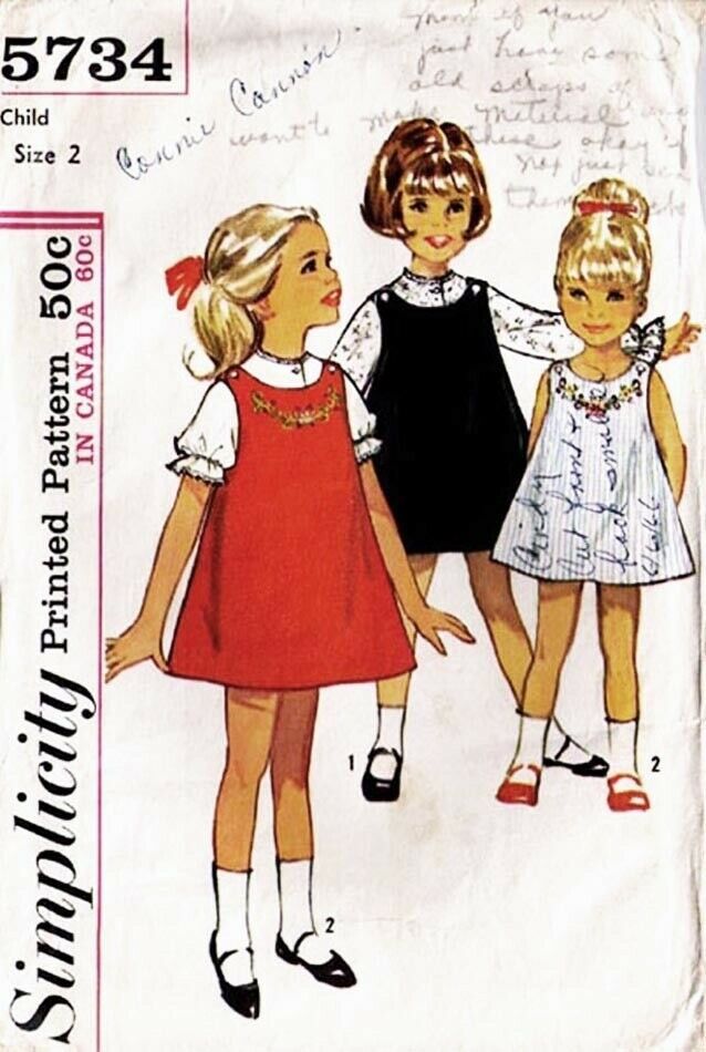 Vintage 1964 Child's DRESS, JUMPER & BLOUSE Simplicity Pattern 5734-s Size 2 - £9.42 GBP