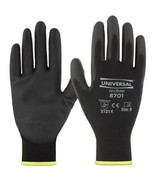 3 Pairs Universal Nitrile Coated Glove Size.9 Large Assembly Black Thin CE - £10.03 GBP