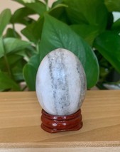 Spider Web Jasper Carved Egg W Stand Crystal Healing Chakra Grids Meditation 2&quot; - £9.29 GBP