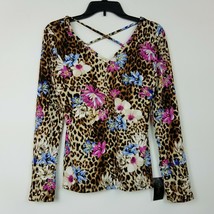Thalia Sodi Womens Size XS Leopard Multi Combo V Neck Tunic Slim Fit Blouse NEW - £16.37 GBP