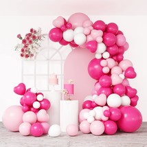 164Pcs Hot Pink Balloons With Heart Shape For Princess Theme Birthday Girl&#39;S Par - £14.38 GBP