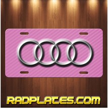 AUDI Inspired Art on Pink Simulated Carbon Fiber Aluminum license plate Tag - £14.29 GBP