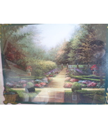 Homco Home Interior Garden Path Picture With Trees Flowers and Sidewalk 27 x 23 - $135.00