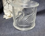 VTG &#39;80s Glass Jar Embossed Swans Gloria Vanderbilt  4&quot; x 3.5&quot; - £6.32 GBP