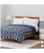 Berkshire Blanket Dark Blue Multicolor Herringbone Microfiber Down Alter... - €40,37 EUR