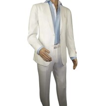 Men's ENZO Linen Spring Summer Suit Light Weight Breathable E58302-1 White image 3