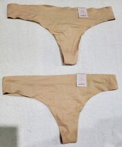 2 Pair Auden Women's Large (12-14) Bonded Edge Thong Soft Beige image 2