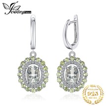 Natural Green Amethyst Peridot 925 Sterling Silver Clip Dangle Drop Earrings for - £37.18 GBP