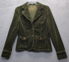 dELiA*s Blazer Jacket Women&#39;s Medium Green Stretch Corduroy Pocket Peak Lapel - £21.88 GBP