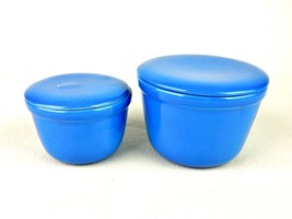 Set of 2 Stoneware Storage Jars w/Lids, Oxford Ware, Periwinkle Blue, Vintage - £19.54 GBP