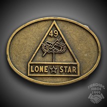 Vintage Belt Buckle 49 Lone Star Texas Army National Guard Mobility Firepower - £23.42 GBP