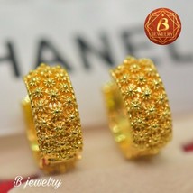 18K 22K 24K Earrings Stud Pikul Flower Thai Baht Yellow Gold Plated Set Women - £23.22 GBP