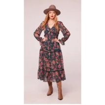 Band of the Free BOG Dress Small Run the World Pine Berry Boho Floral Fl... - $96.03