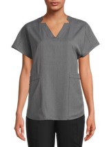 Climate Right Cuddl Duds Women’s Woven Twill Scrub Top V-neck  Gray Medi... - £13.38 GBP