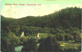 Russian River Railroad Bridge Guerneville California CA 1916 DB Postcard C12 - £7.65 GBP