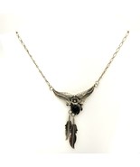 Vtg Sterling M Arnold Maloney Navajo Floral Black Onyx Chain Link Neckla... - $1,587.99 MXN