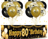 80Th Birthday Decorations for Men Women Black and Gold, Black Gold Birth... - $23.85