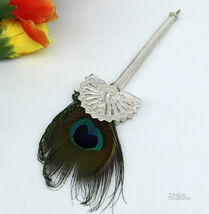 925 sterling silver Mor chhadi, with peacock feather puja article  su602 - $69.29