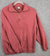 Tommy Bahama 1/4 Zip Cotton Shirt Henley Long Sleeve Red Rust M Medium - £24.59 GBP