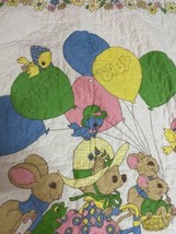 That’s Our Baby Crib Blanket Pastel Balloons Bunny Mouse &amp; Squirrel On A Bike - £23.69 GBP