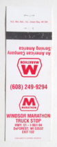 Windsor Marathon Truck Stop - DeForest, Wisconsin 20 Strike Matchbook Co... - £1.30 GBP