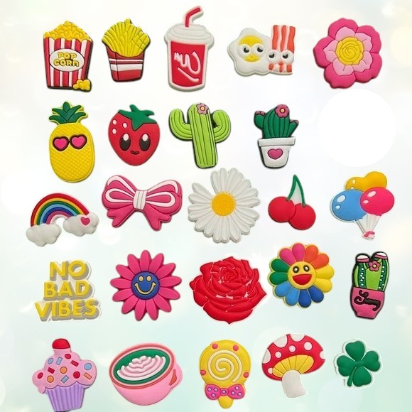 24pcs Foodie Snack Flower Rainbow Girl Shoe Charms Mix for Crocs Decorat... - $16.00