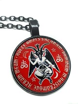 Baphomet Moon Star cabujón colgante collar 20&quot; cadena negra Devil Church Satan - £5.22 GBP