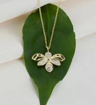 1Ct Round Cut Lab Created Diamond Honeybee Beauty Pendant 14K Yellow Gol... - $176.39