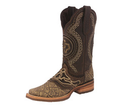 Mens Cowboy Boots Rodeo Dress Rustic Sand Elephant Print Overlay Square ... - $138.59