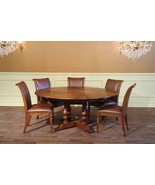 NEW 84&quot; Round Extendable Dining Table Large Solid Walnut Old World Hidde... - £4,258.84 GBP