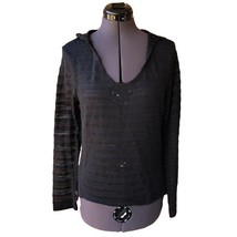 Fila Pullover Hoodie Black Sheer Scoop-Neck Long-Sleeve Workout Athletic... - $276.80 MXN