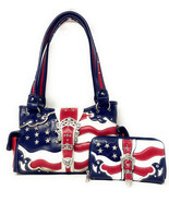 Premium Rhinestone National/Texas Flag Concealed Carry Purse Wallet in 7... - £44.66 GBP+