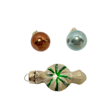 Vintage Miniature Glass Christmas Tree Ornaments 2&quot;Candy and 1&quot;Balls Lot of 3 - $12.60